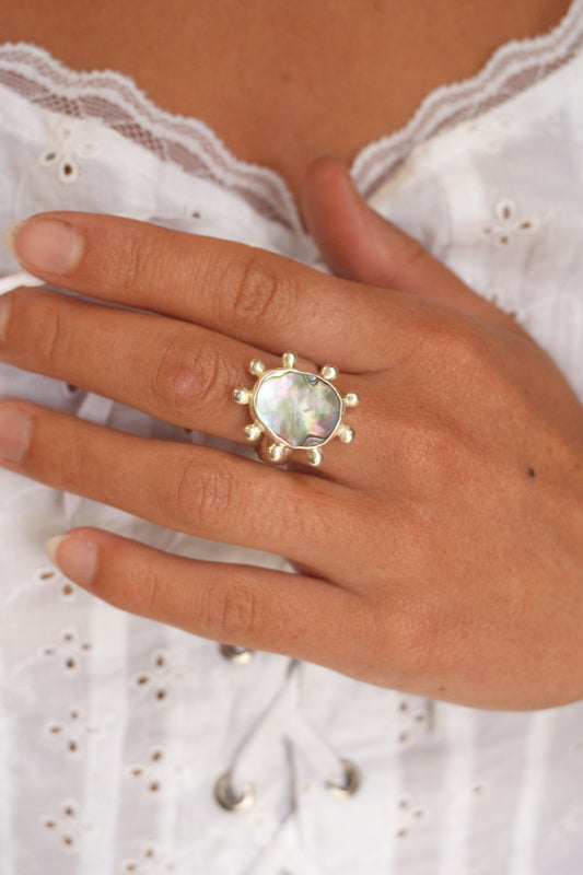Abalone Dot Ring 7.5