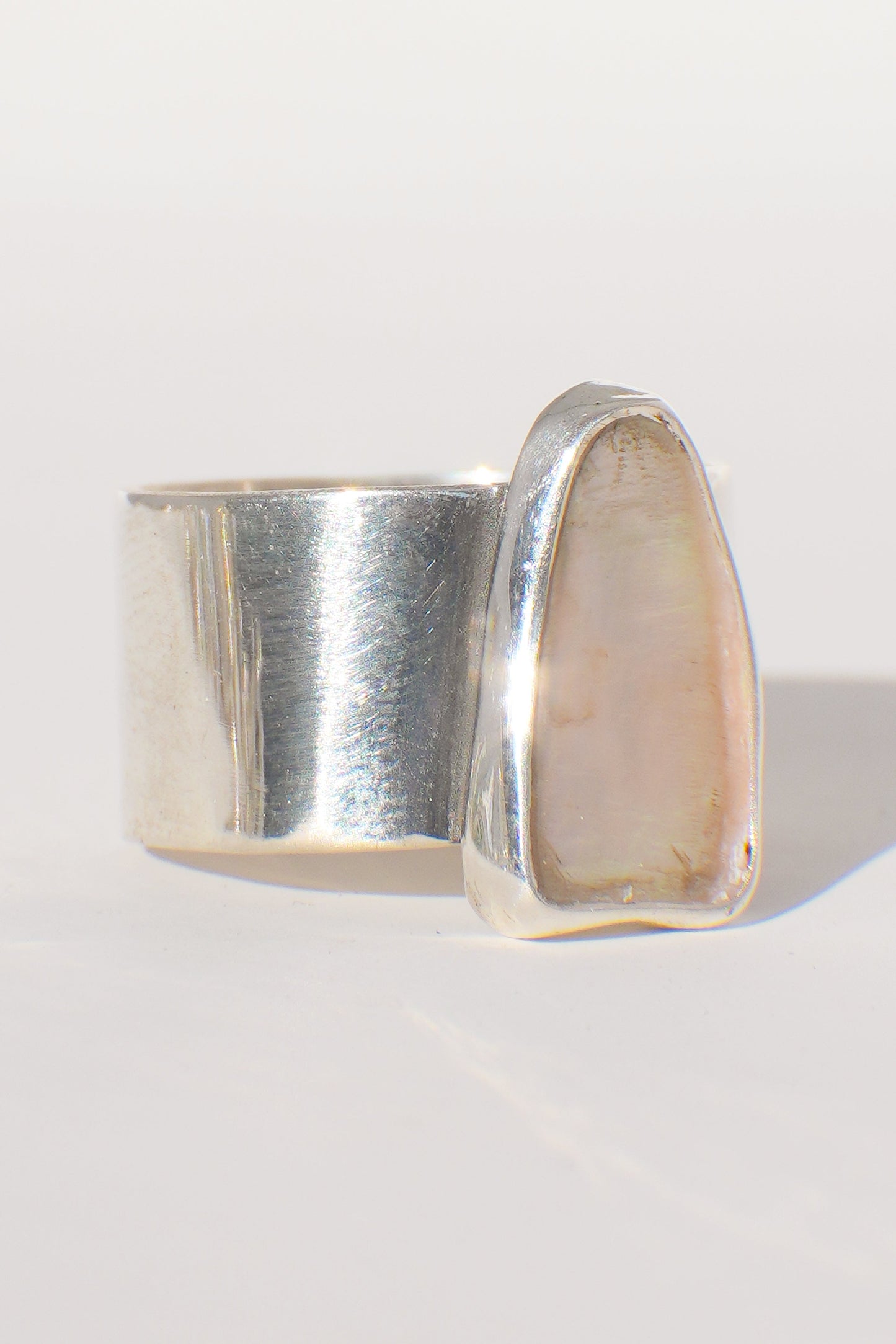 Wide Band Abalone Ring 7