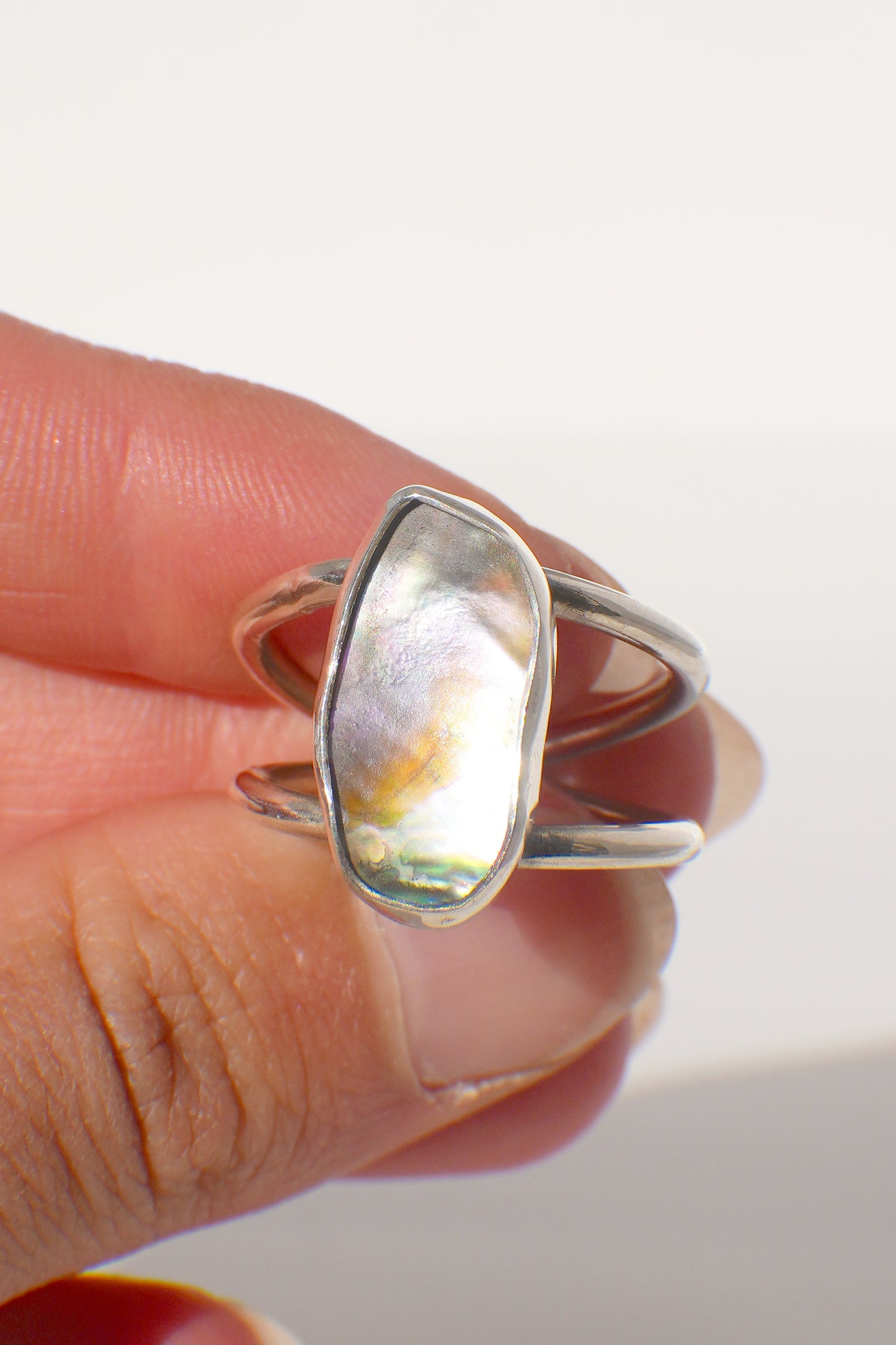 Double Band Abalone Ring 7.5